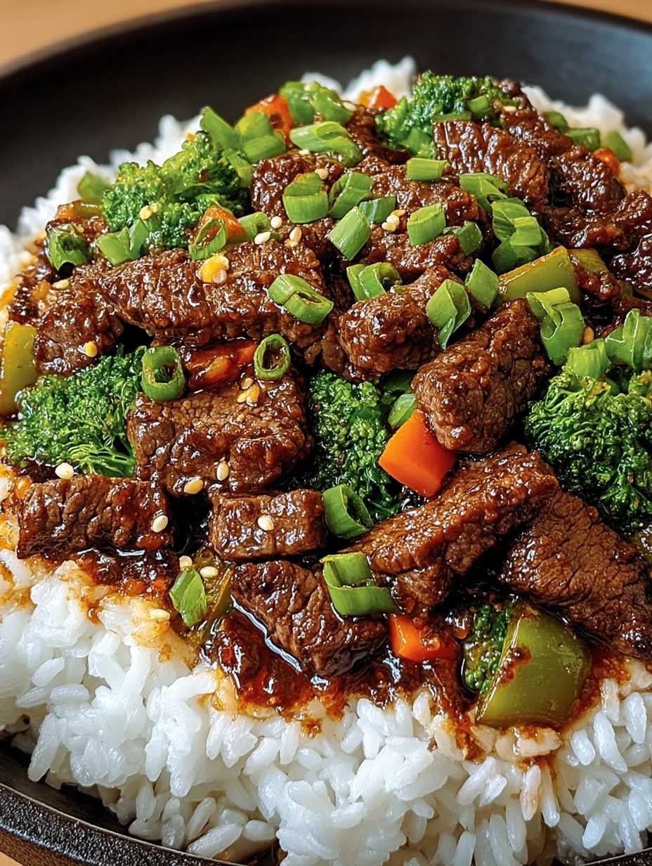 Ein Pfannengericht Teriyaki Rindfleisch mit Reis image 2