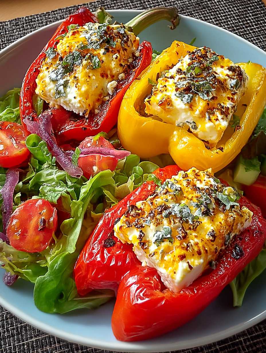 Gefüllte Feta-Paprika mit Salat image 2