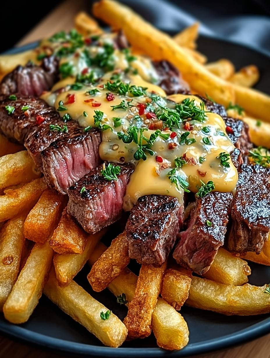 Käsige Pommes mit Steak image 2