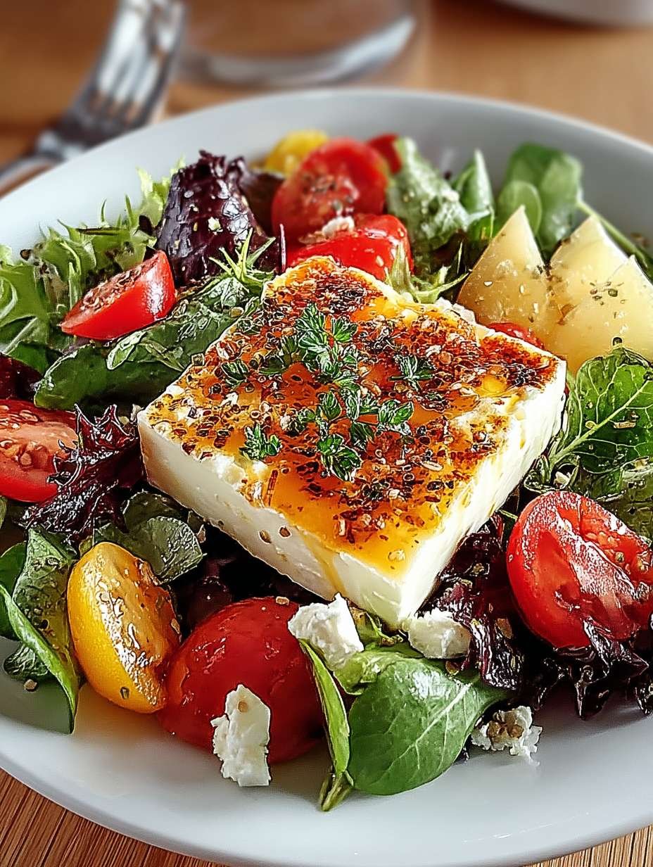 Gebackener Feta auf gemischtem Salat image 2