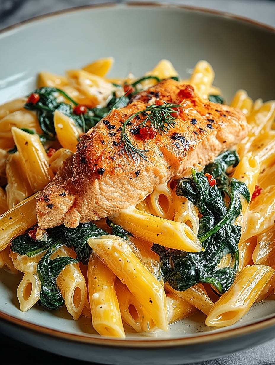 Lachs Penne mit Spinat image 2