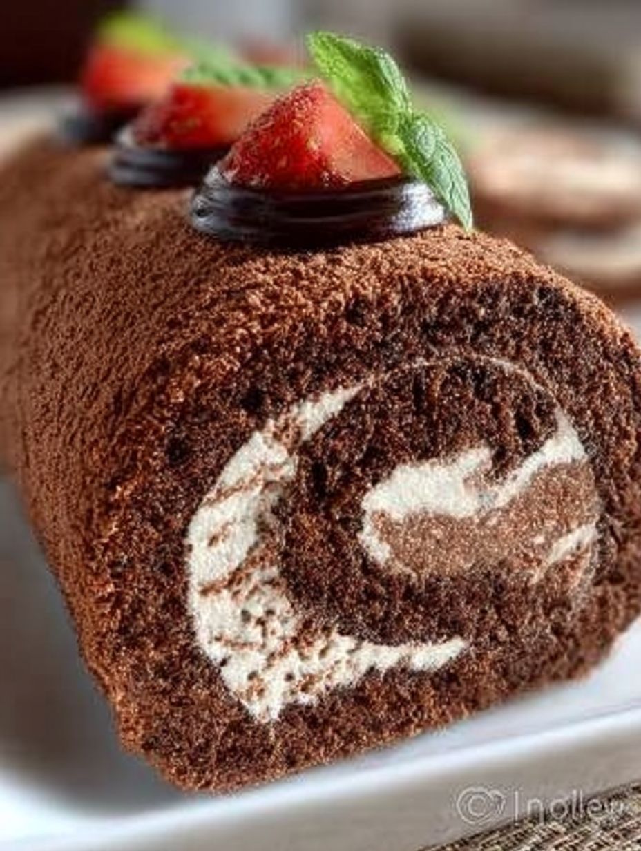 Luftige Kakao-Biskuitrolle mit köstlicher Creme image 2