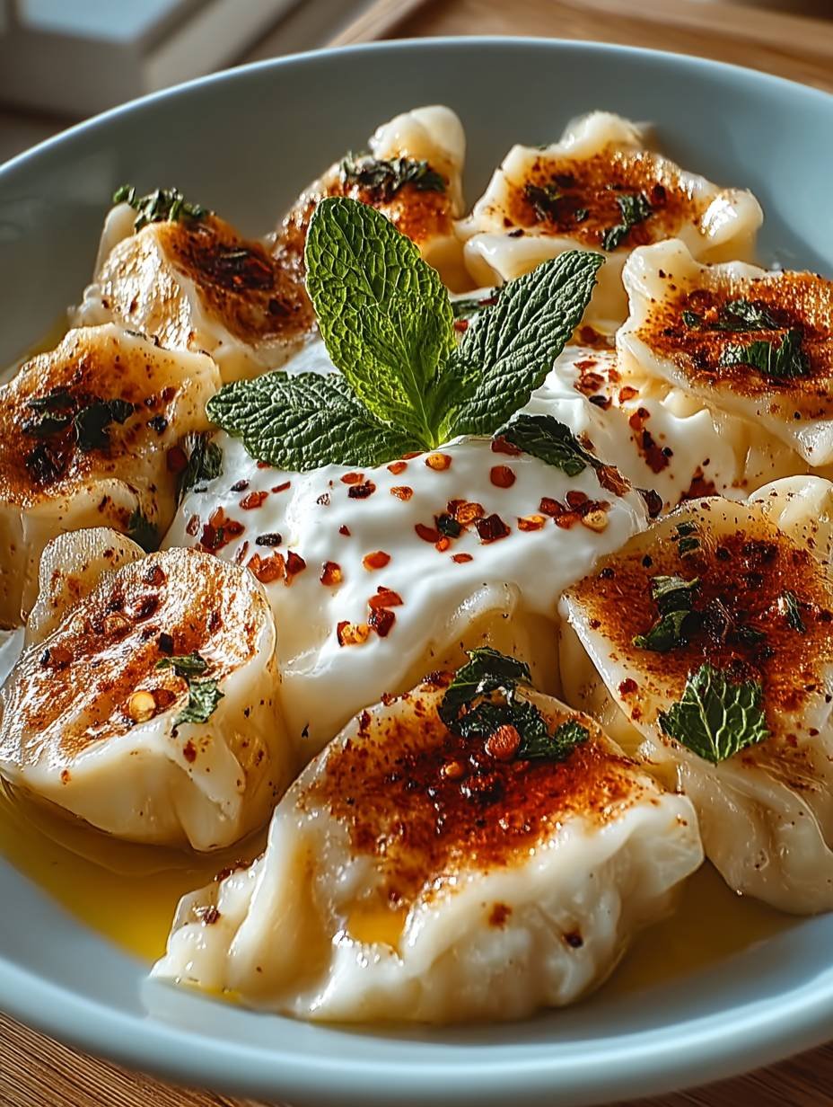 Manti mit Knoblauchjoghurt & Paprika-Minz-Butter image 2