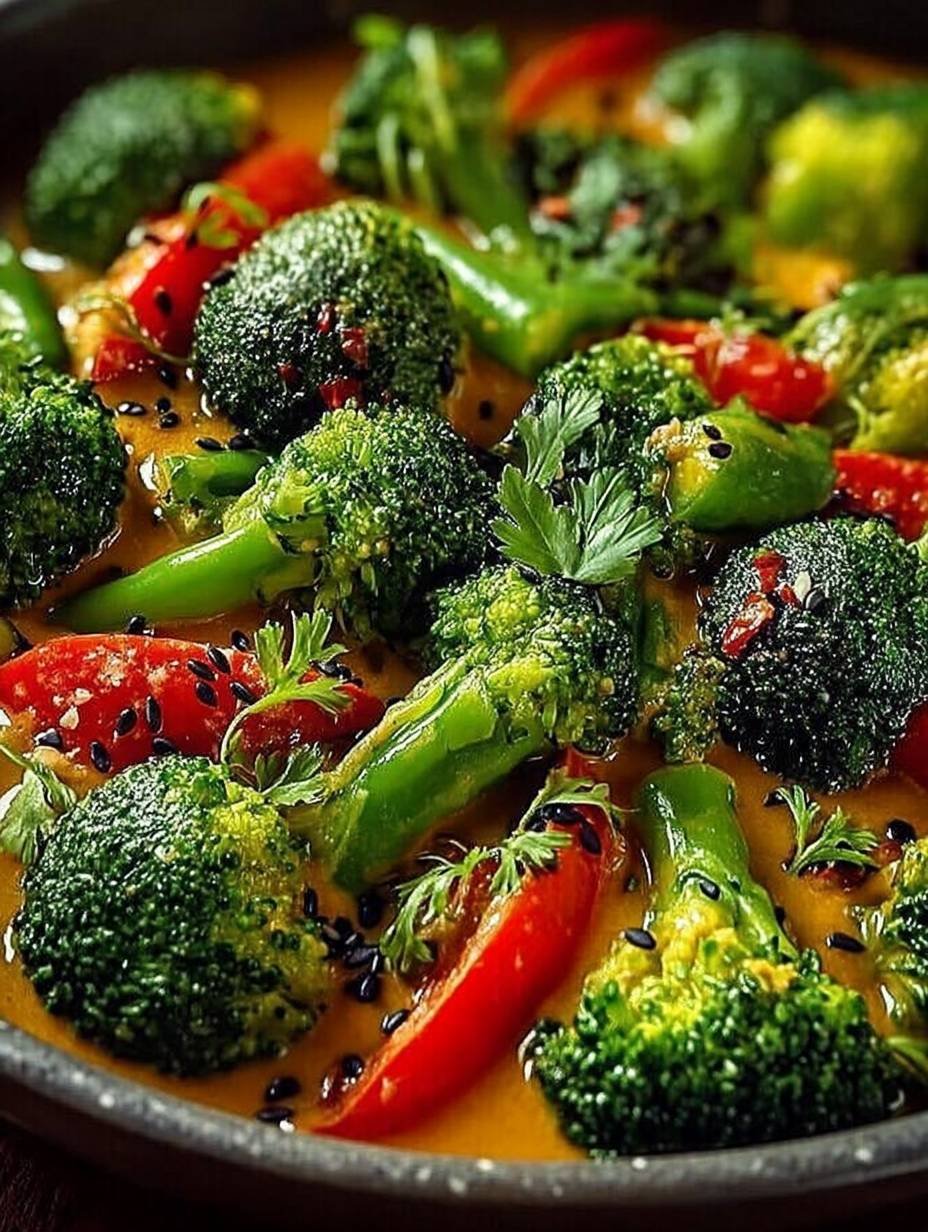 Vegane Brokkoli-Gemüsepfanne mit Erdnusssoße image 2