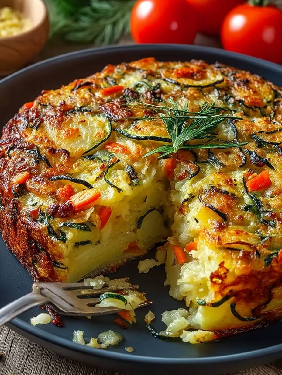 Vegetarischer Kartoffelauflauf mit Zucchini, Karotten und Zwiebeln image 2