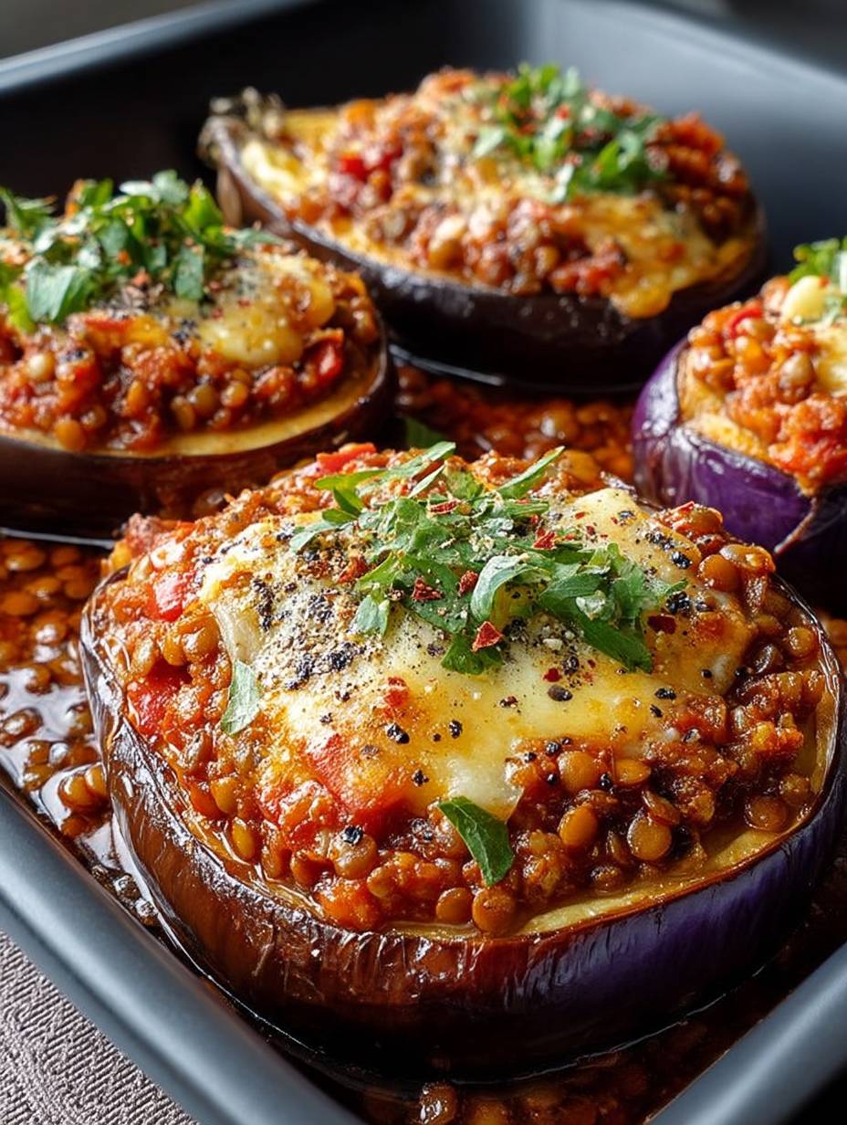 Auberginen gefüllt mit Linsenbolognese image 2