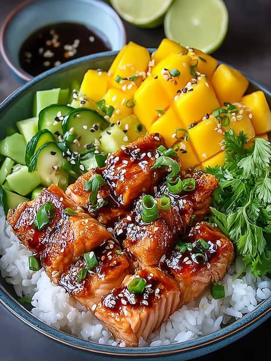 Teriyaki Lachs Reisschüssel mit Mango image 2