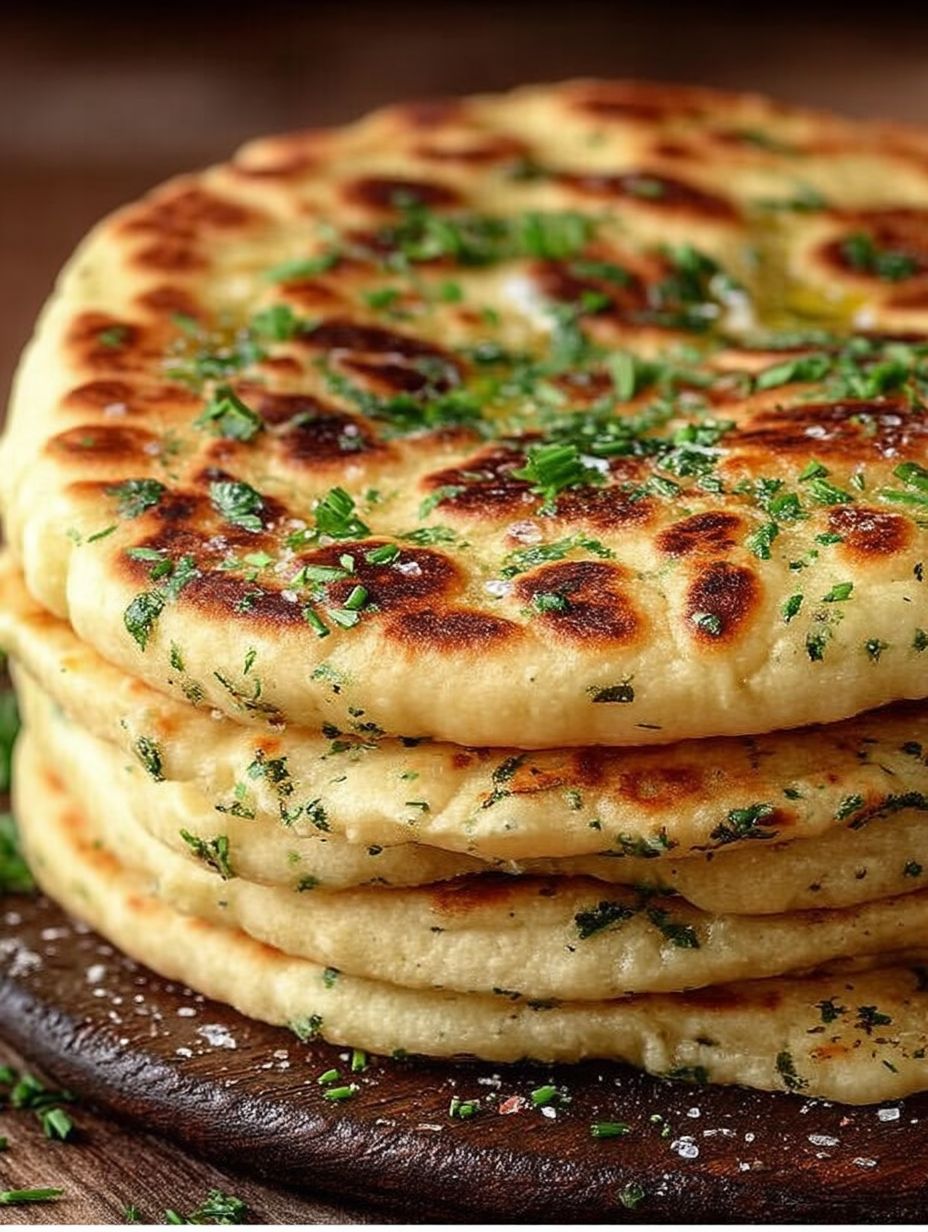 Türkisches Pfannenbrot Bazlama gemacht Mit Kräuter Knoblauch Butter image 2