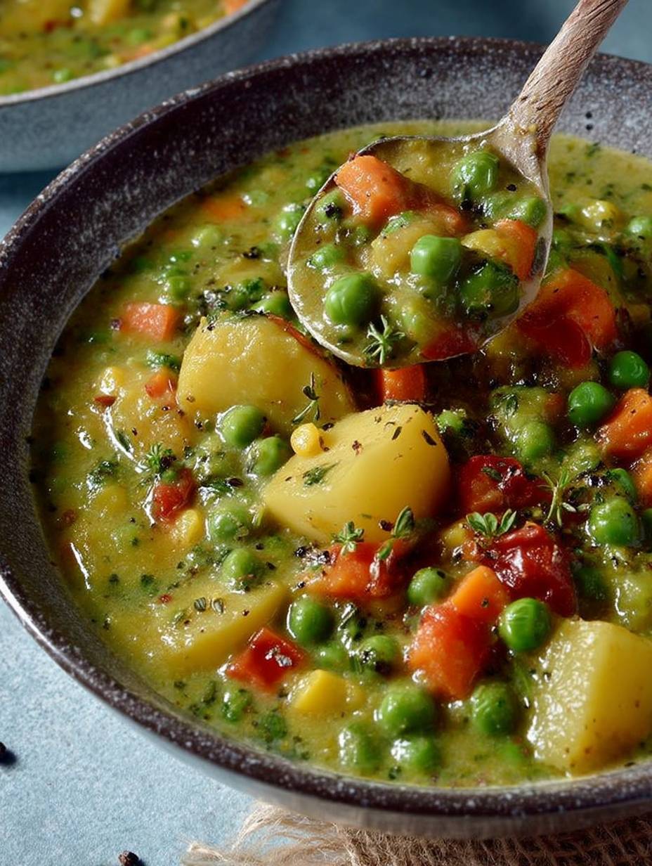 ERBSEN-KARTOFFEL GEMÜSEEINTOPF EINFACH, VEGAN, GESUND, GF image 2