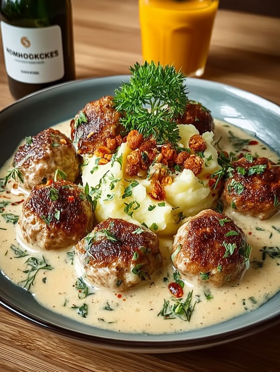 Hackbällchen in cremiger Sauce mit Kartoffelpüree image 2