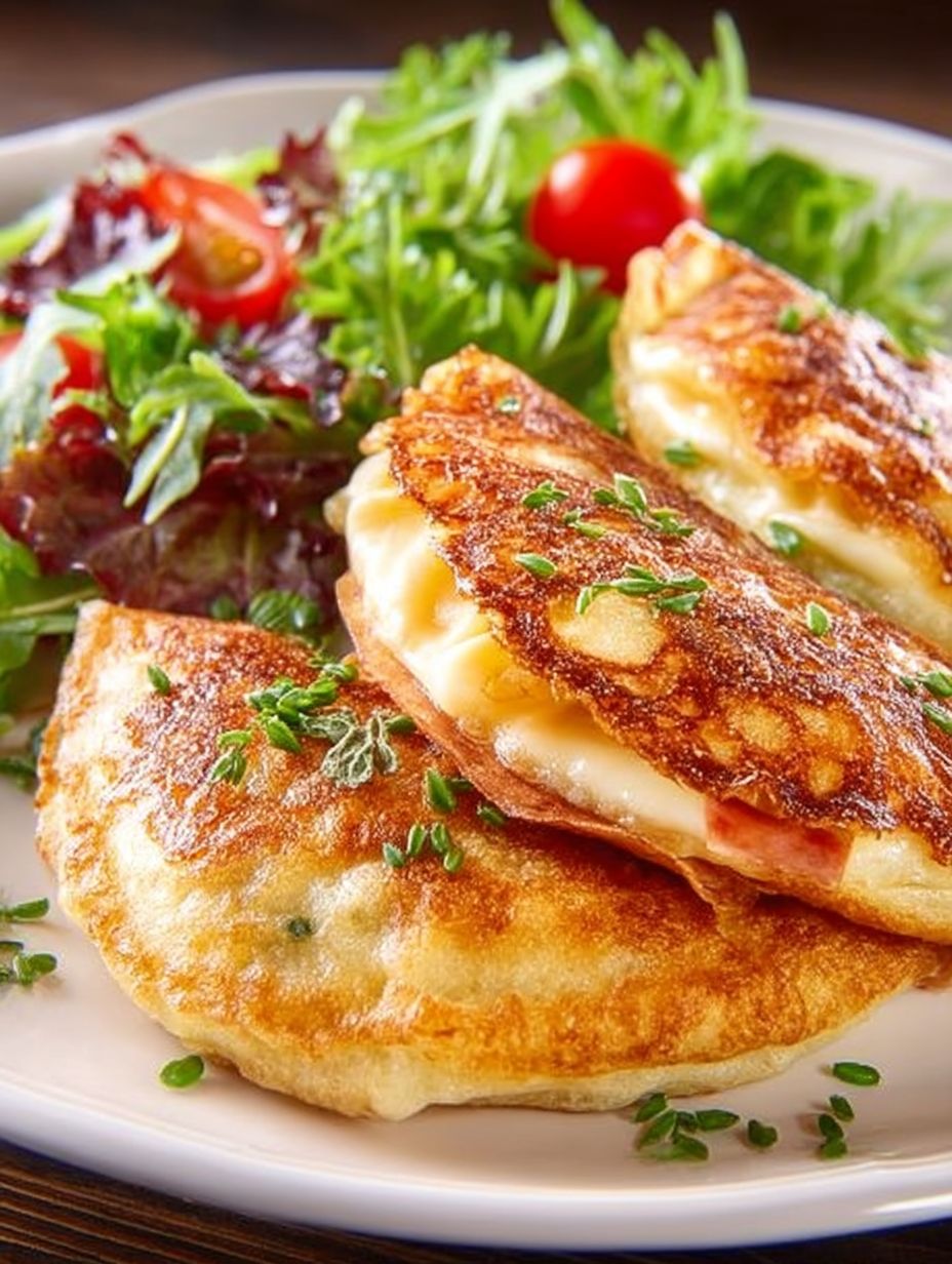 Low Carb Schinken-Mozzarella-Pancakes mit Salat image 2