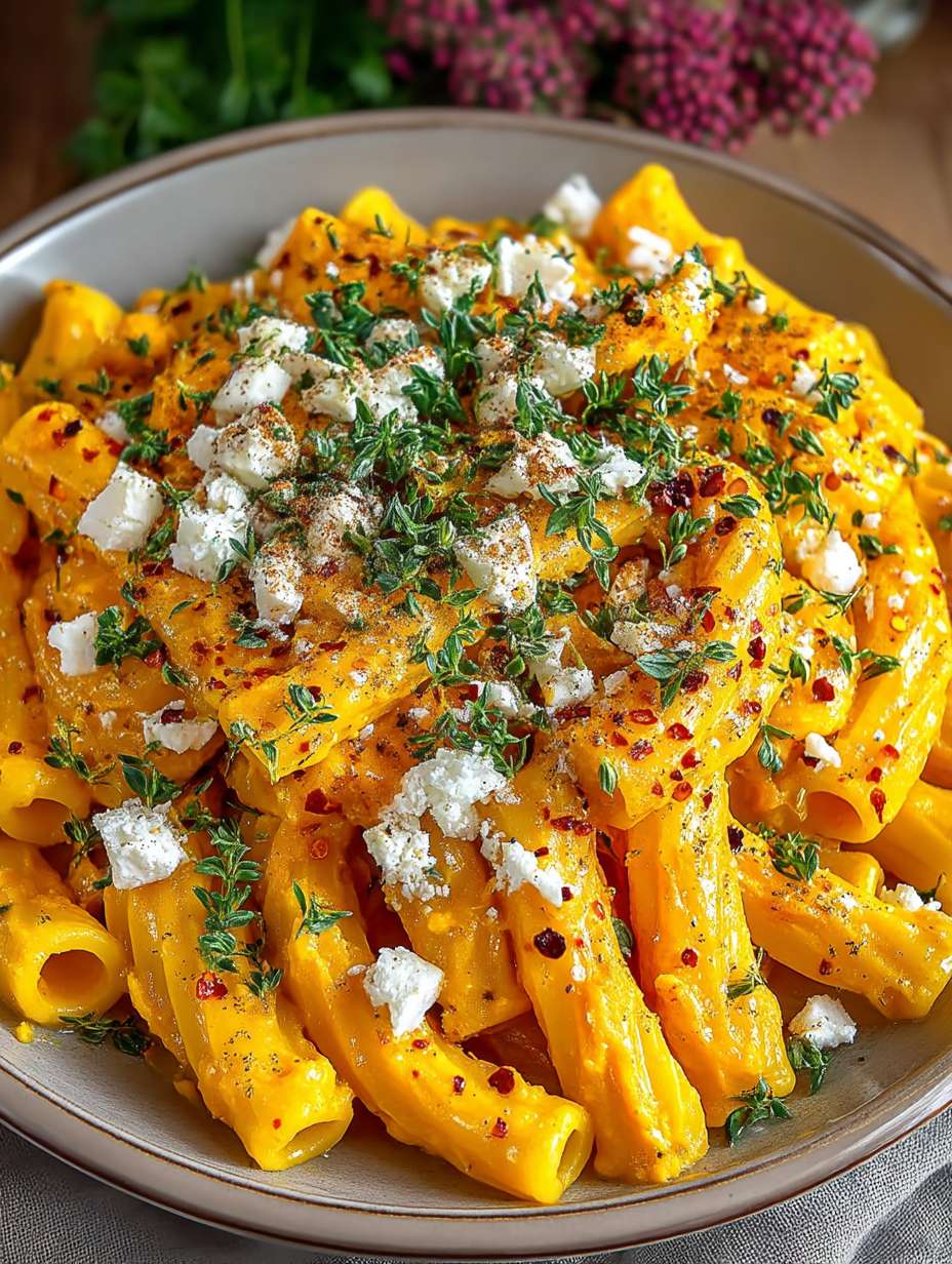 Pasta mit Kürbissoße und Feta image 2