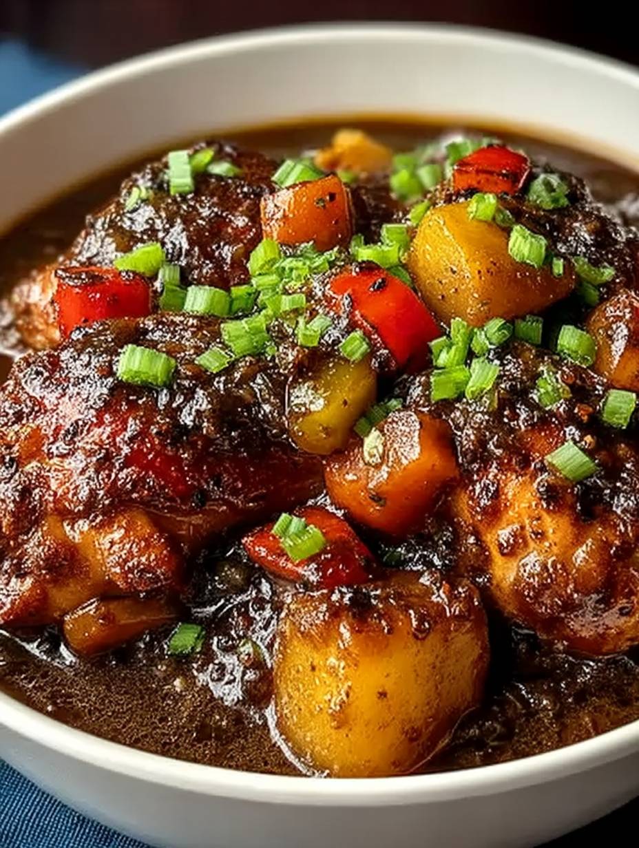 Authentisches jamaikanisches Braunes Eintopfhähnchen image 2