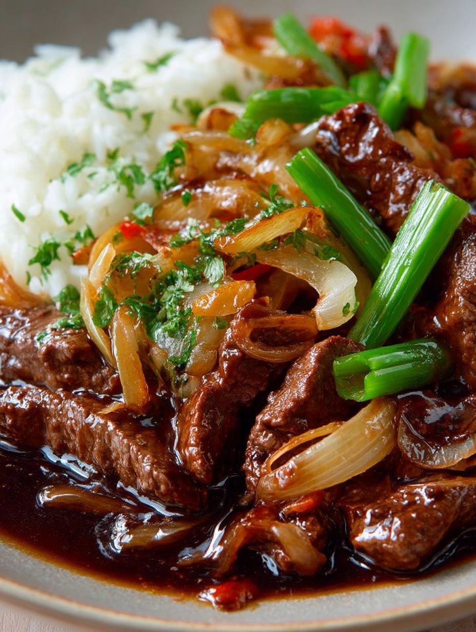 Chinesisches Rindfleisch mit Zwiebeln Pfannengericht image 2