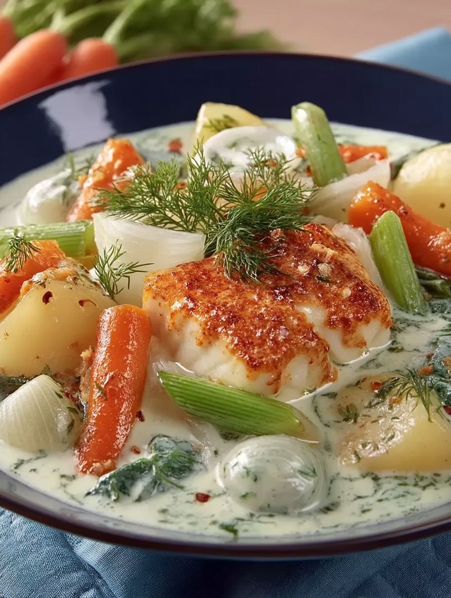 FISCHGULASCH MIT MÖHREN, RAHM UND LAUCHZWIEBELN image 2