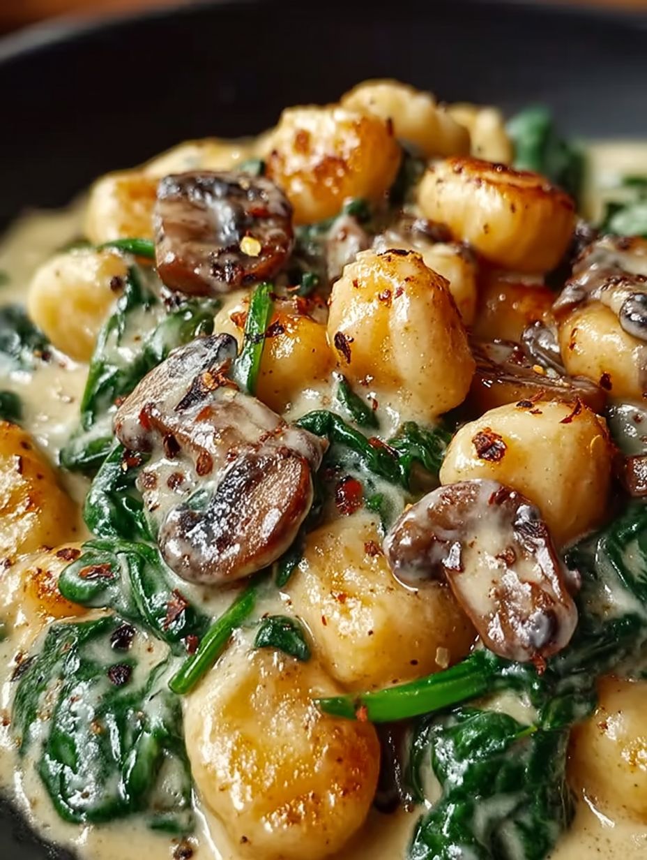 Gnocchi mit Pilzen und Spinat image 2