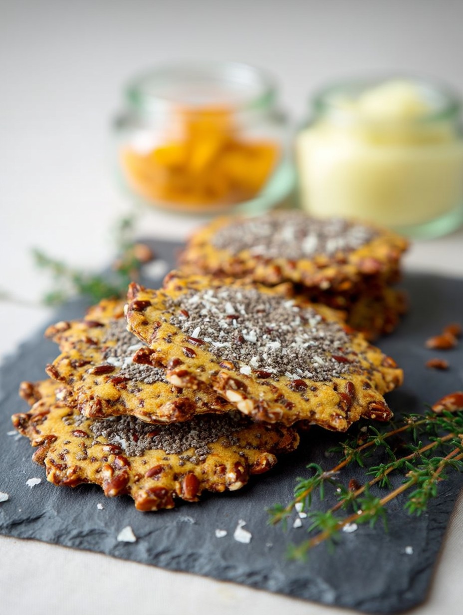 KNUSPRIGE LOW CARB LEINSAMEN CRACKER Vegan, gesund, glutenfrei, lecker image 2