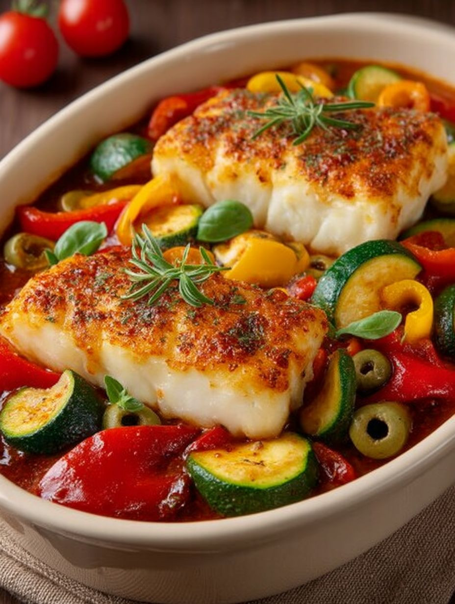 Mediterraner Fischauflauf mit Kabeljau, Paprika & Zucchini image 2