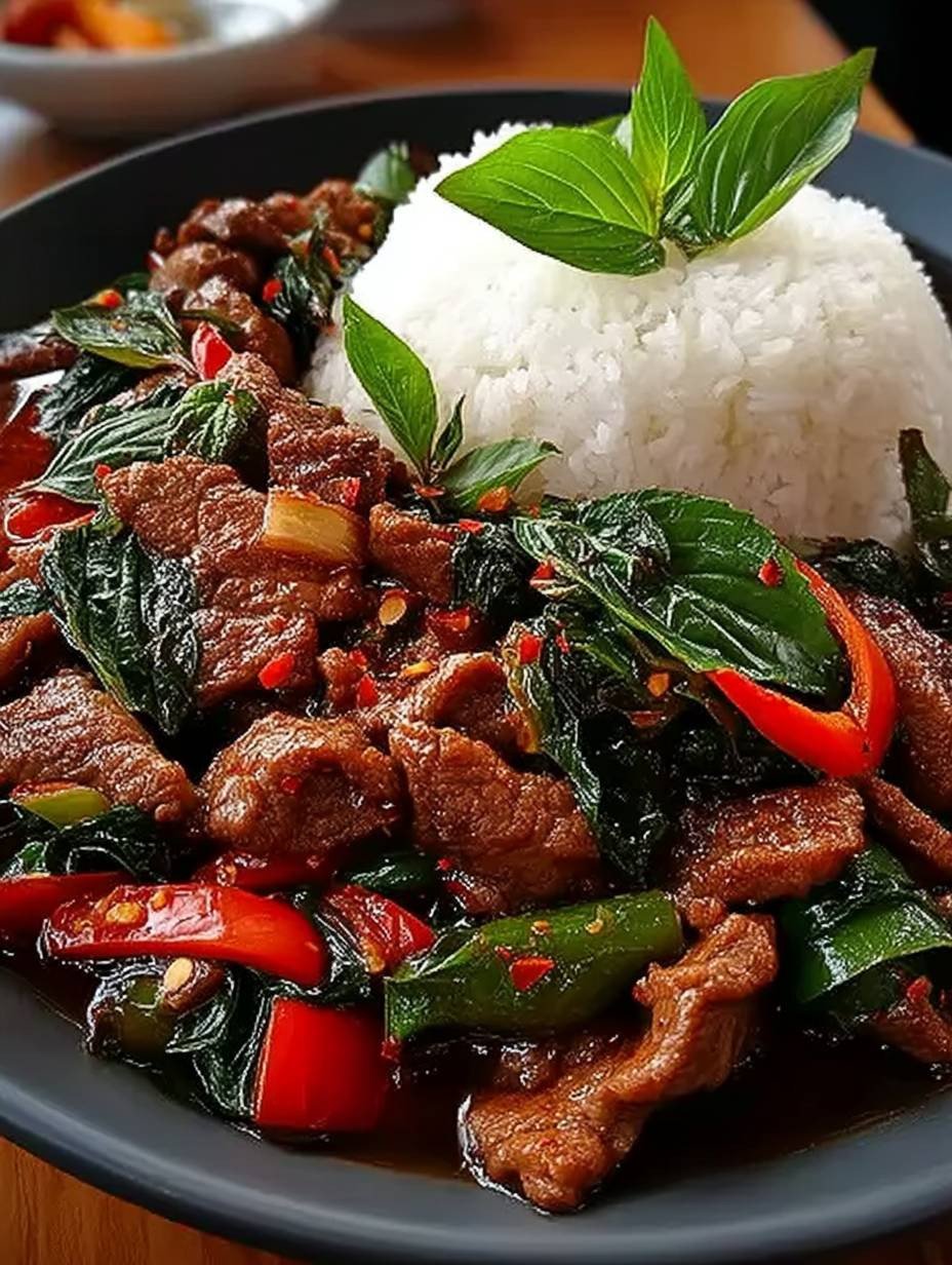 PAD KRA PAO MIT THAILÄNDISCHEM BASILIKUM UND RINDFLEISCH image 2