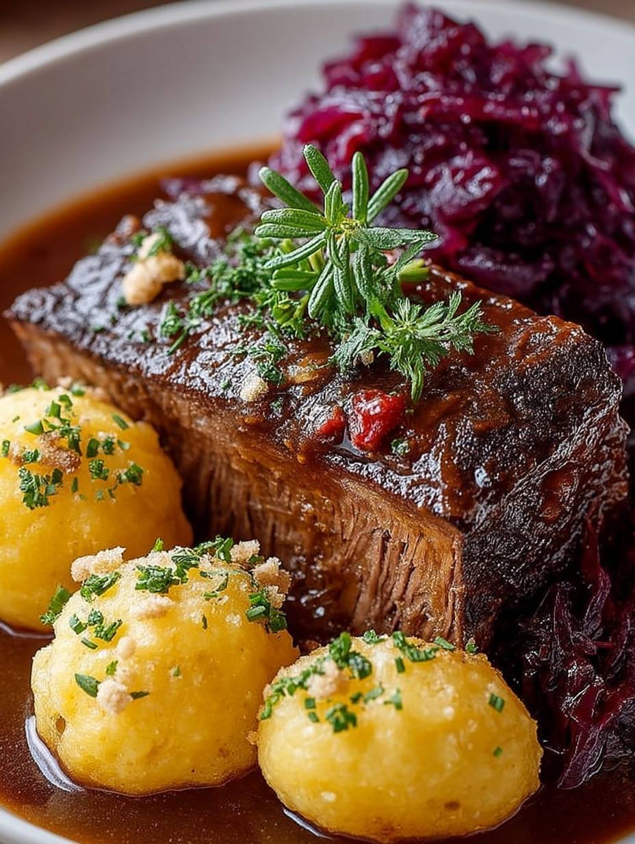 Sauerbraten mit Rotkohl und Kartoffelklößen image 2