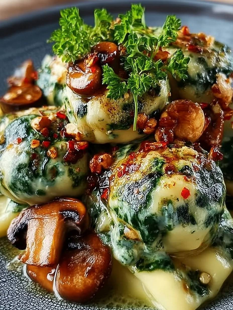 Spinatknödel mit Pilzragout image 2