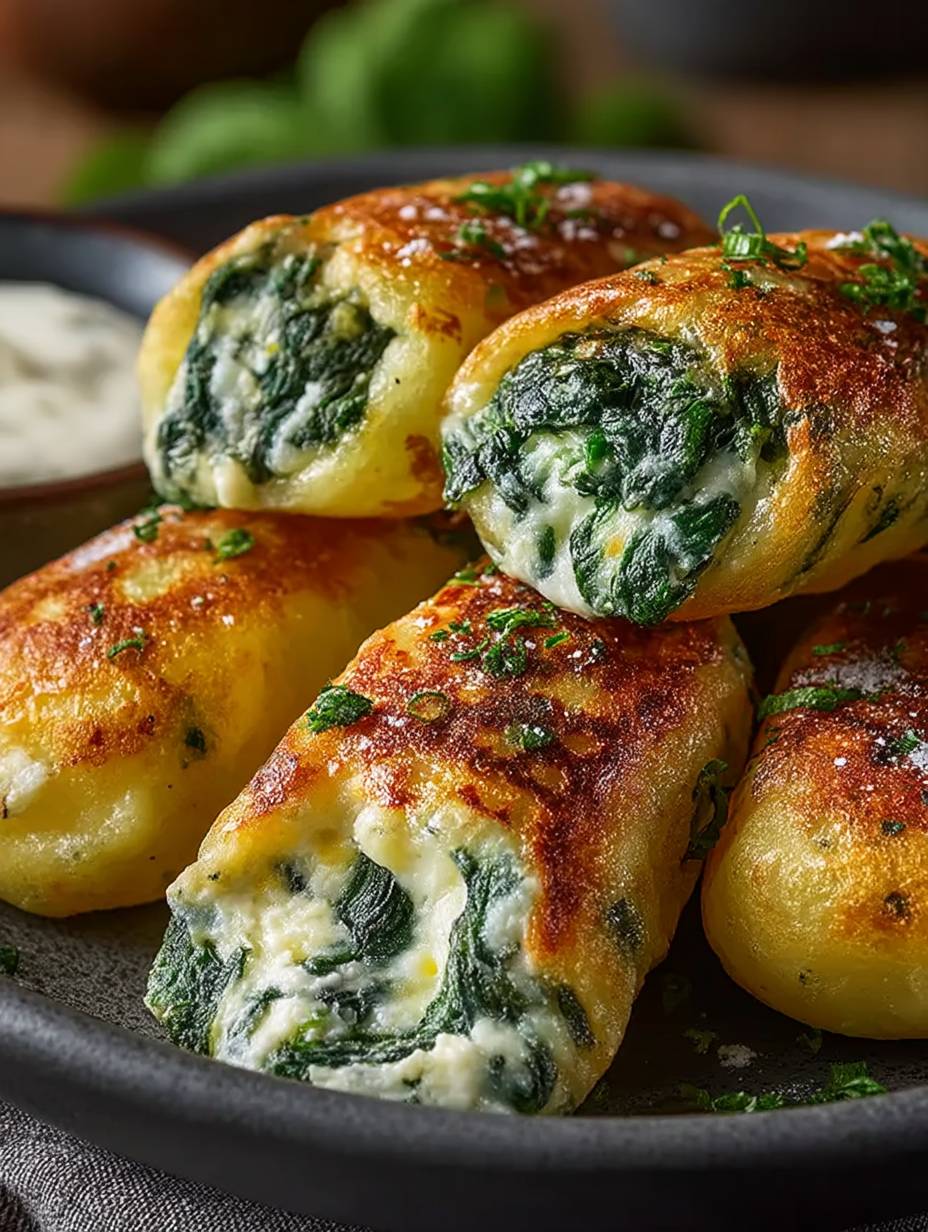Vegane Kartoffeltaschen mit Spinat-Frischkäse-Füllung image 2