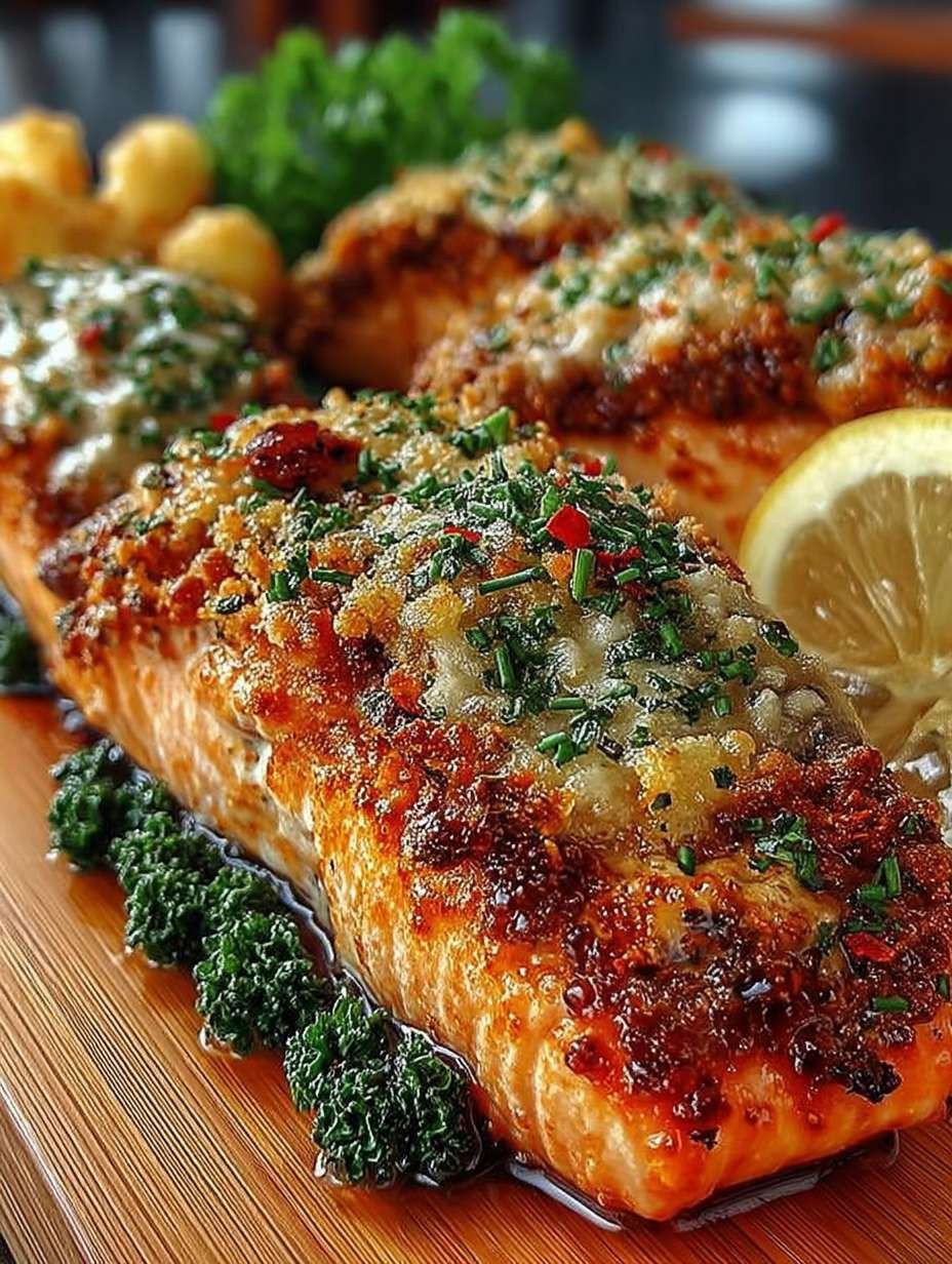 Knuspriger Lachs mit Knoblauch-Parmesan-Kruste genießen image 2