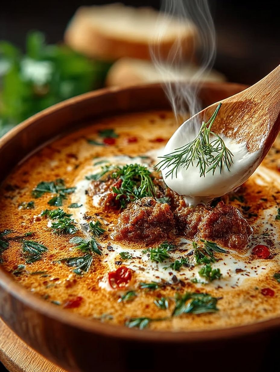 CREMIGE KÄSE-HACKFLEISCH-SUPPE image 2