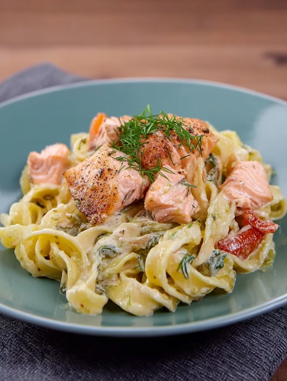 Pasta mit Lachs und Sahnesoße image 2