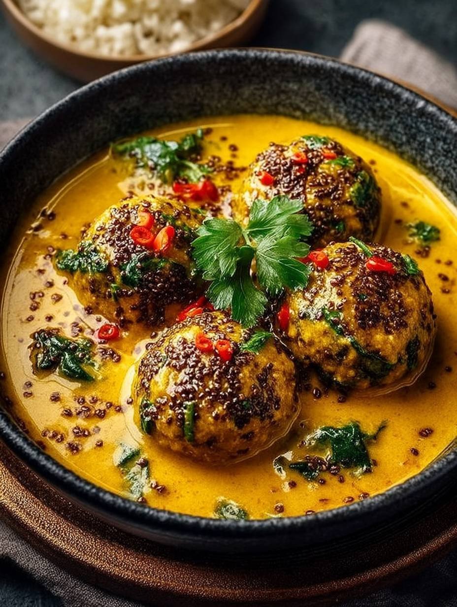 Vegane Linsenknödel in würziger Curry-Sauce image 2